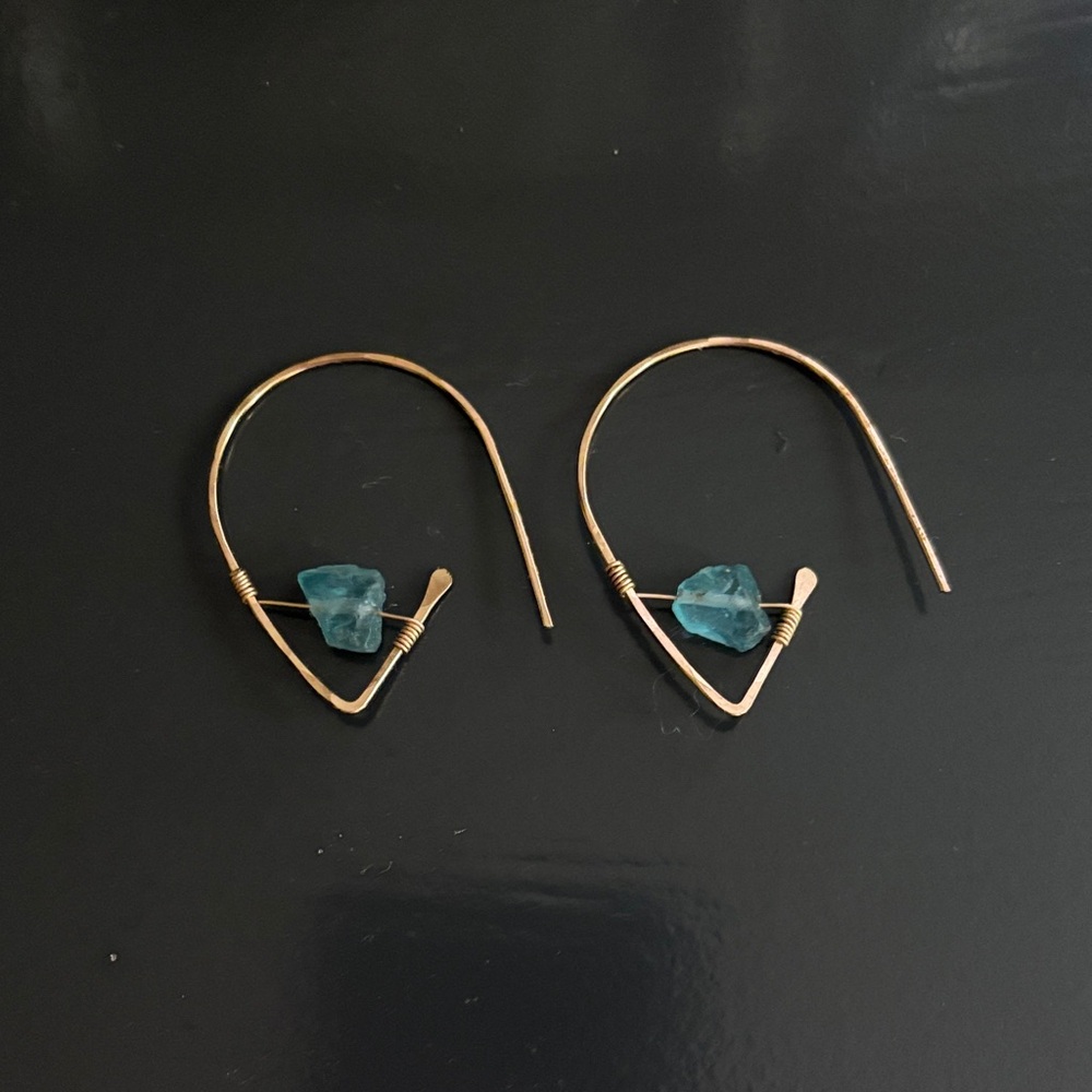 Gold and Blue Stone Earrings